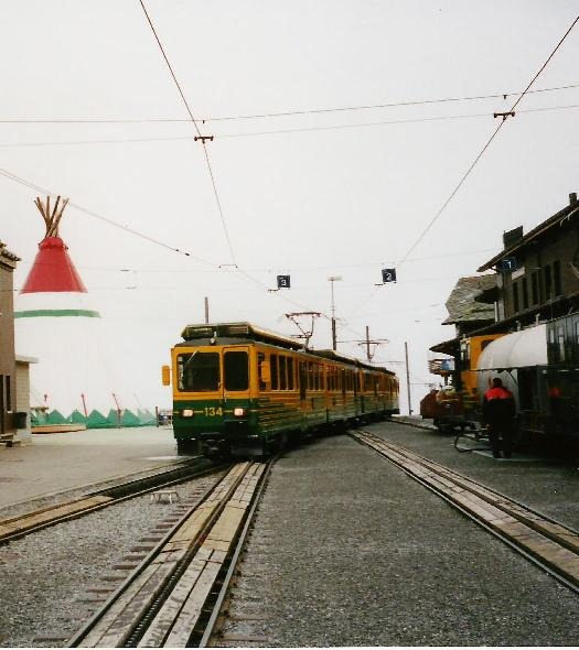 Zug auf Mittelstation auf Kleine Scheidegg (2061 m)
